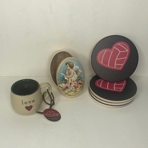 Valentines Day Bundle-Mini Mug-Heart Coasters-Cherub Trinket Box